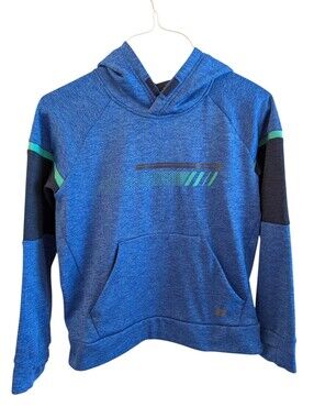 Russell Athletic Blue Hoodie with Green Accent Stripes